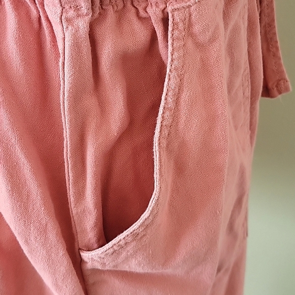 Splendid Pink Linen Blend Frayed Hem Mini Sundress Beach Boho Girly - Size Large - Picture 5 of 10